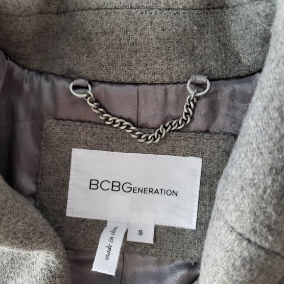 BCBG Generation Wool Blend Double Breasted Gray Cape Jacket - Picture 5 of 11